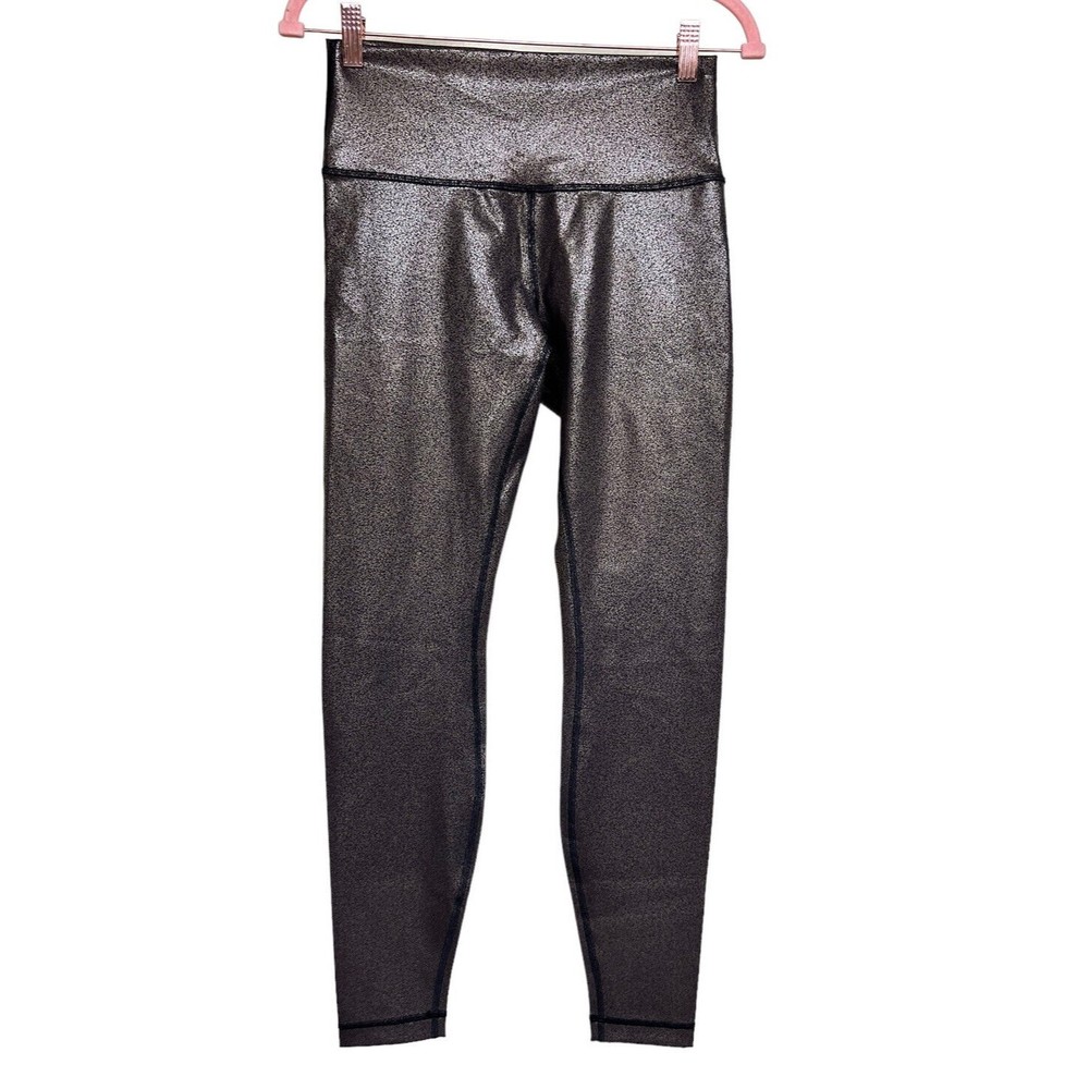 LULULEMON Wunder Under *Shine 28" Luminosity Foil Print Black Copper Foil Size 8